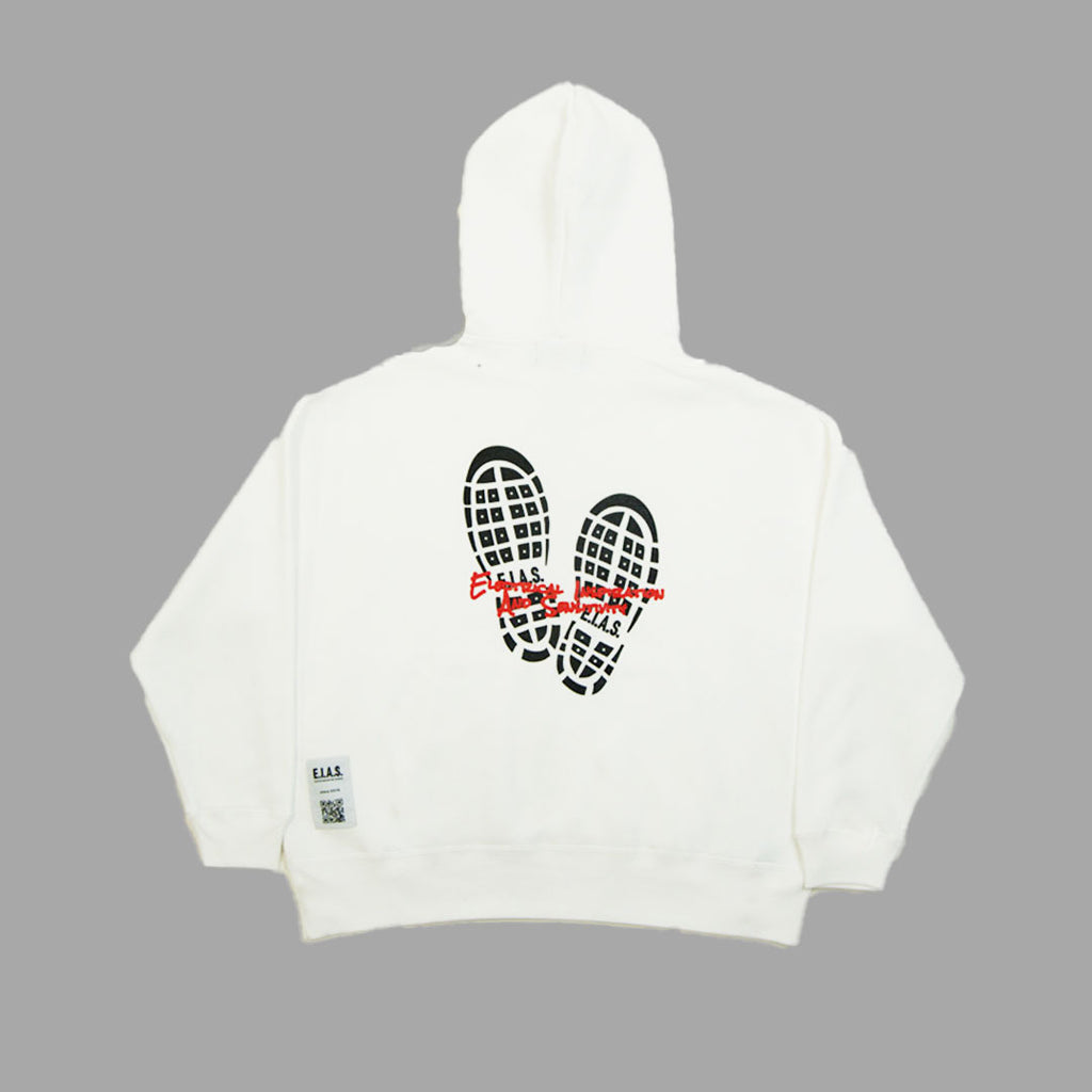 FOOT PRINTS HOODIE-WHITE